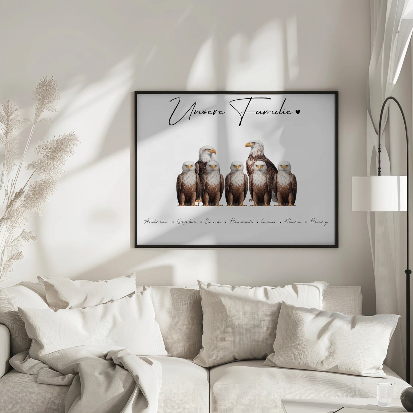 Personalisierte Familienposter Adler Familienporträt Geschenk für Mama Papa Oma Opa