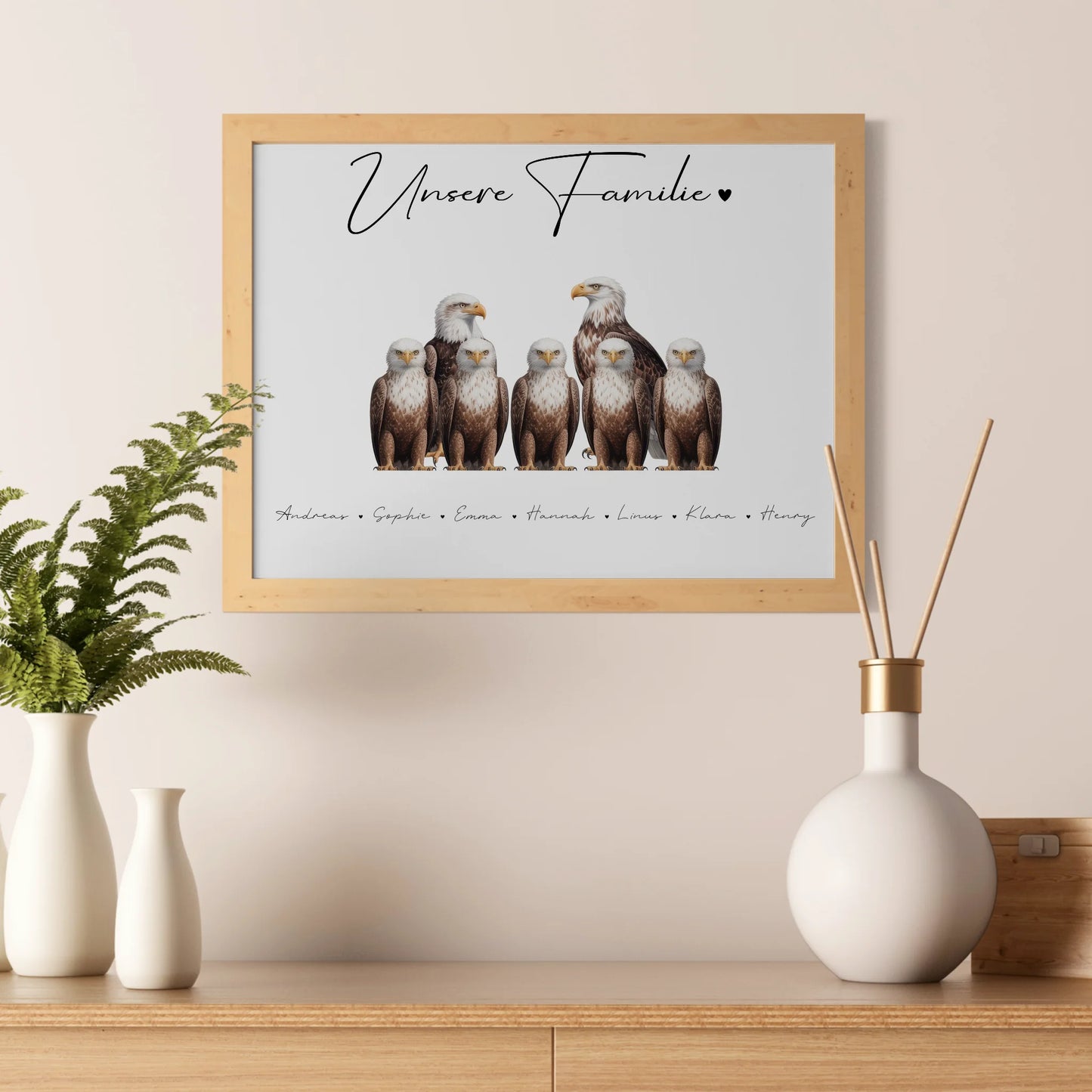 Personalisierte Familienposter Adler Familienporträt Geschenk für Mama Papa Oma Opa