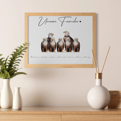 Personalisierte Familienposter Adler Familienporträt Geschenk für Mama Papa Oma Opa