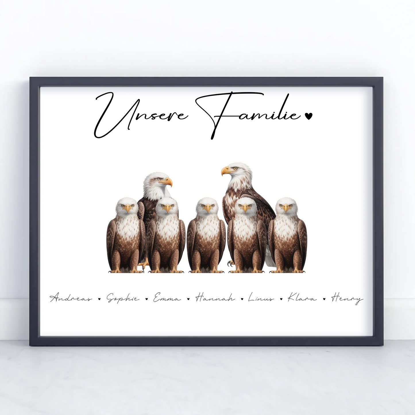 Personalisierte Familienposter Adler Familienporträt Geschenk für Mama Papa Oma Opa