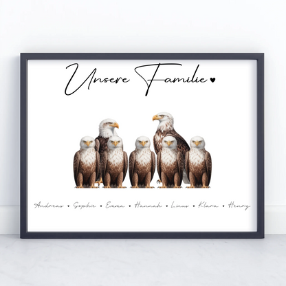 Personalisierte Familienposter Adler Familienporträt Geschenk für Mama Papa Oma Opa