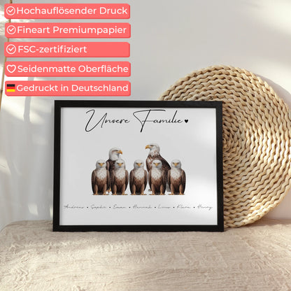 Personalisierte Familienposter Adler Familienporträt Geschenk für Mama Papa Oma Opa