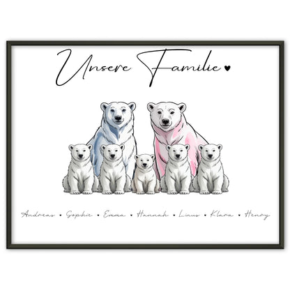 Poster Familie Mit Namen Eisbären Familienporträt Geschenk für Oma Opa Mama Papa