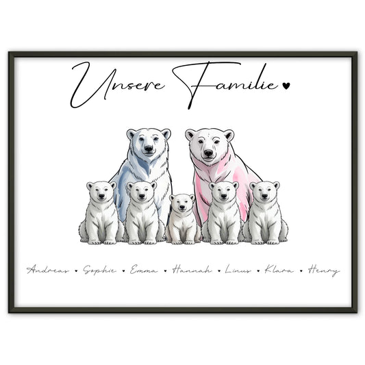 Poster Familie Mit Namen Eisbären Familienporträt Geschenk für Oma Opa Mama Papa