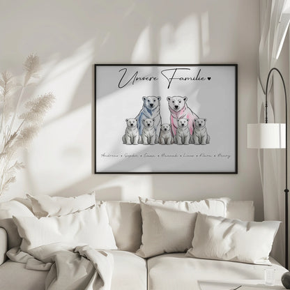 Poster Familie Mit Namen Eisbären Familienporträt Geschenk für Oma Opa Mama Papa