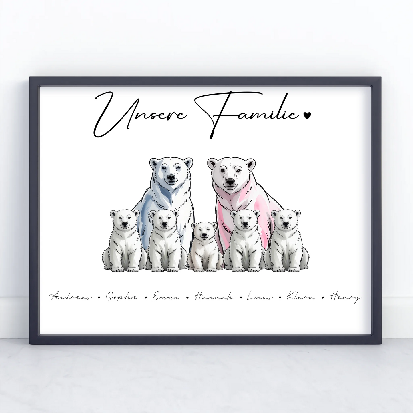 Poster Familie Mit Namen Eisbären Familienporträt Geschenk für Oma Opa Mama Papa
