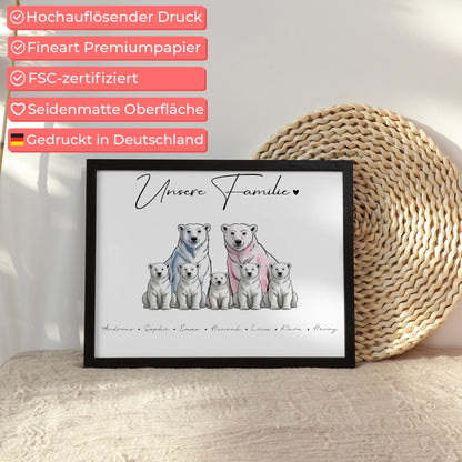 Poster Familie Mit Namen Eisbären Familienporträt Geschenk für Oma Opa Mama Papa