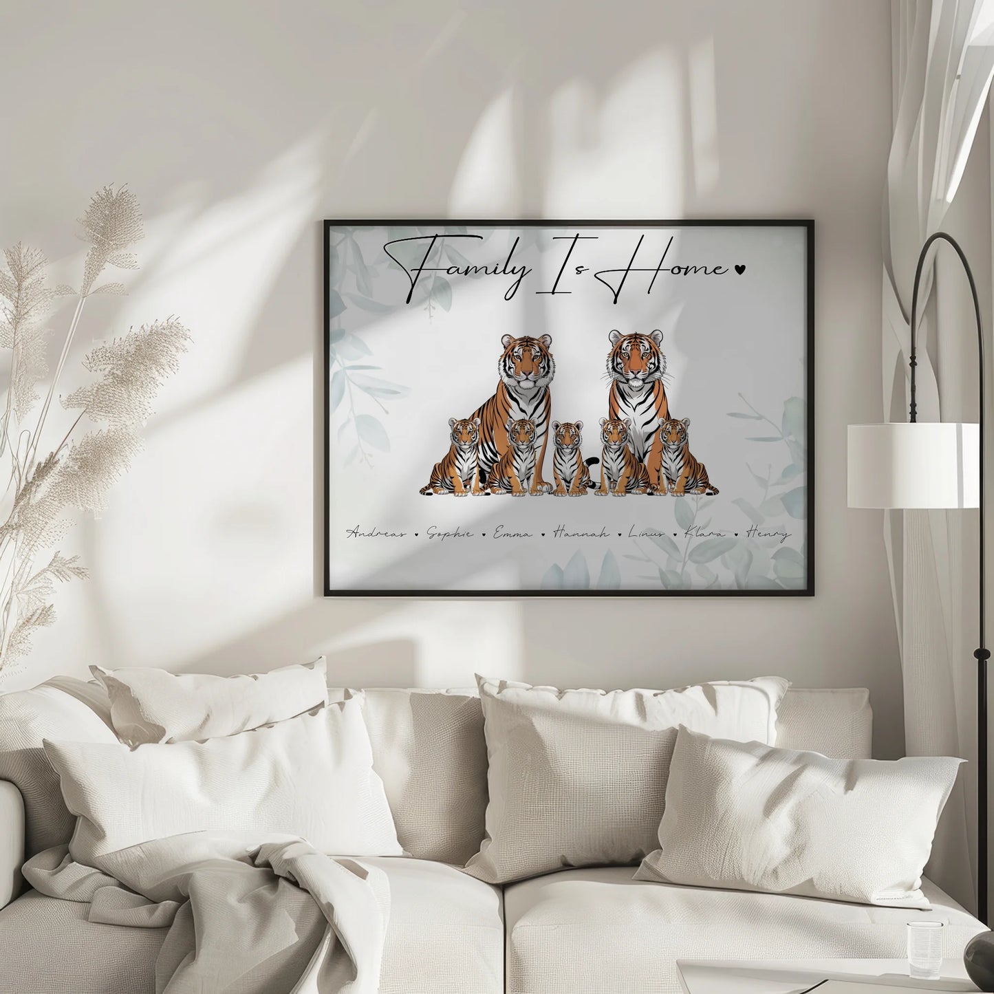Personalisierte Poster Familie Tiger Familienporträt Geschenk für Papa Mama Oma Opa