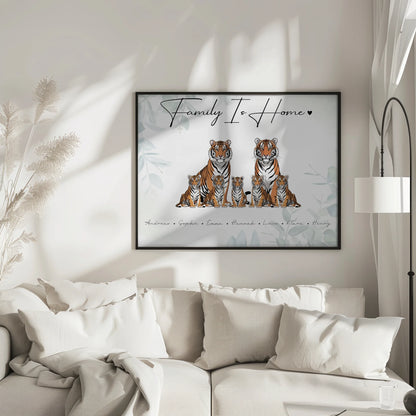 Personalisierte Poster Familie Tiger Familienporträt Geschenk für Papa Mama Oma Opa