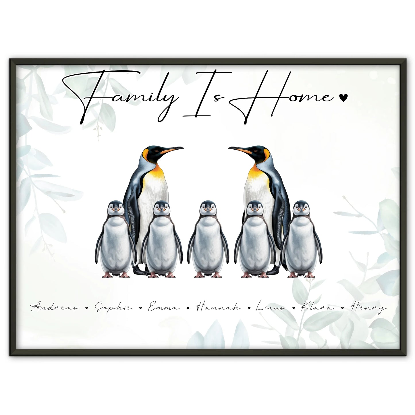 Familienposter Mit Namen Pinguin Familienporträt Geschenk für Mama Papa Oma Opa