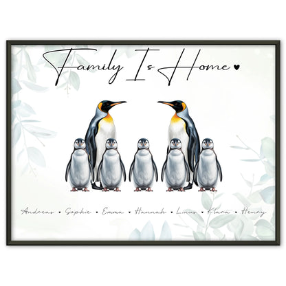 Familienposter Mit Namen Pinguin Familienporträt Geschenk für Mama Papa Oma Opa