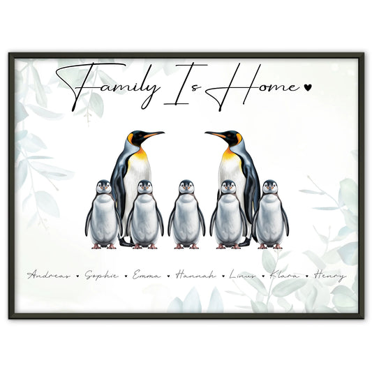 Familienposter Mit Namen Pinguin Familienporträt Geschenk für Mama Papa Oma Opa