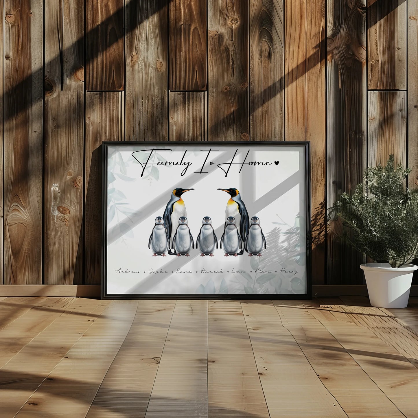 Familienposter Mit Namen Pinguin Familienporträt Geschenk für Mama Papa Oma Opa