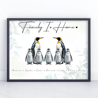 Familienposter Mit Namen Pinguin Familienporträt Geschenk für Mama Papa Oma Opa