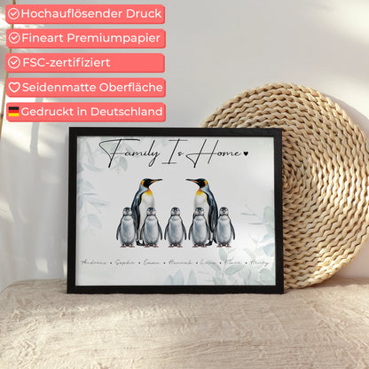 Familienposter Mit Namen Pinguin Familienporträt Geschenk für Mama Papa Oma Opa
