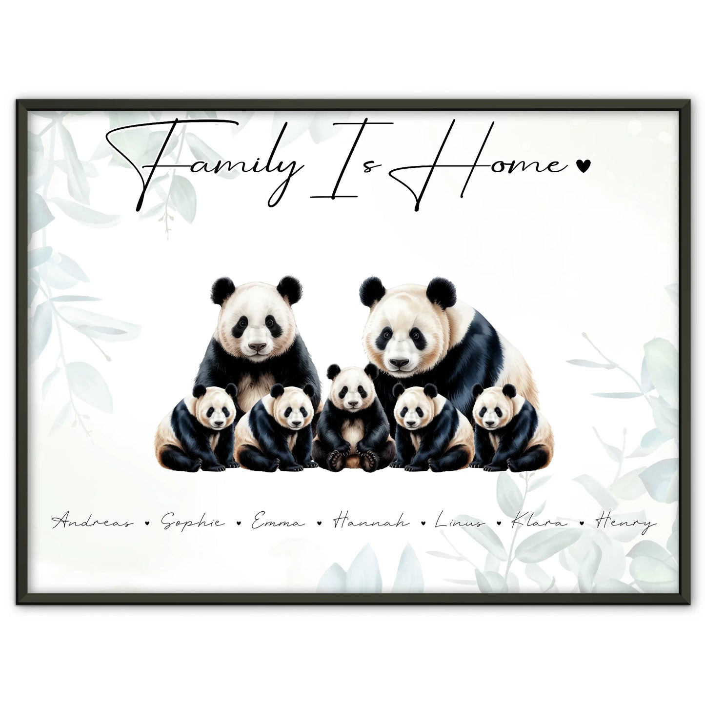Poster Personalisiert Familie Panda Familienporträt Geschenk für Oma Opa Mama Papa