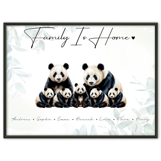 Poster Personalisiert Familie Panda Familienporträt Geschenk für Oma Opa Mama Papa