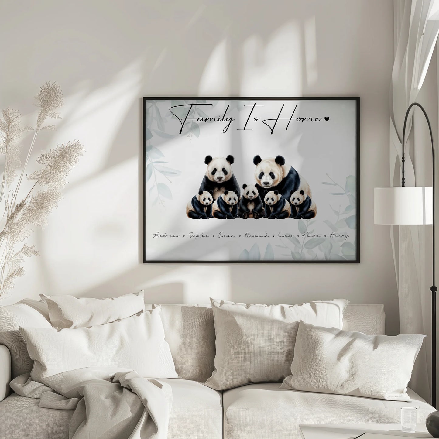 Poster Personalisiert Familie Panda Familienporträt Geschenk für Oma Opa Mama Papa