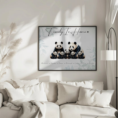 Poster Personalisiert Familie Panda Familienporträt Geschenk für Oma Opa Mama Papa