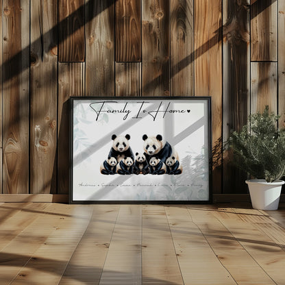 Poster Personalisiert Familie Panda Familienporträt Geschenk für Oma Opa Mama Papa