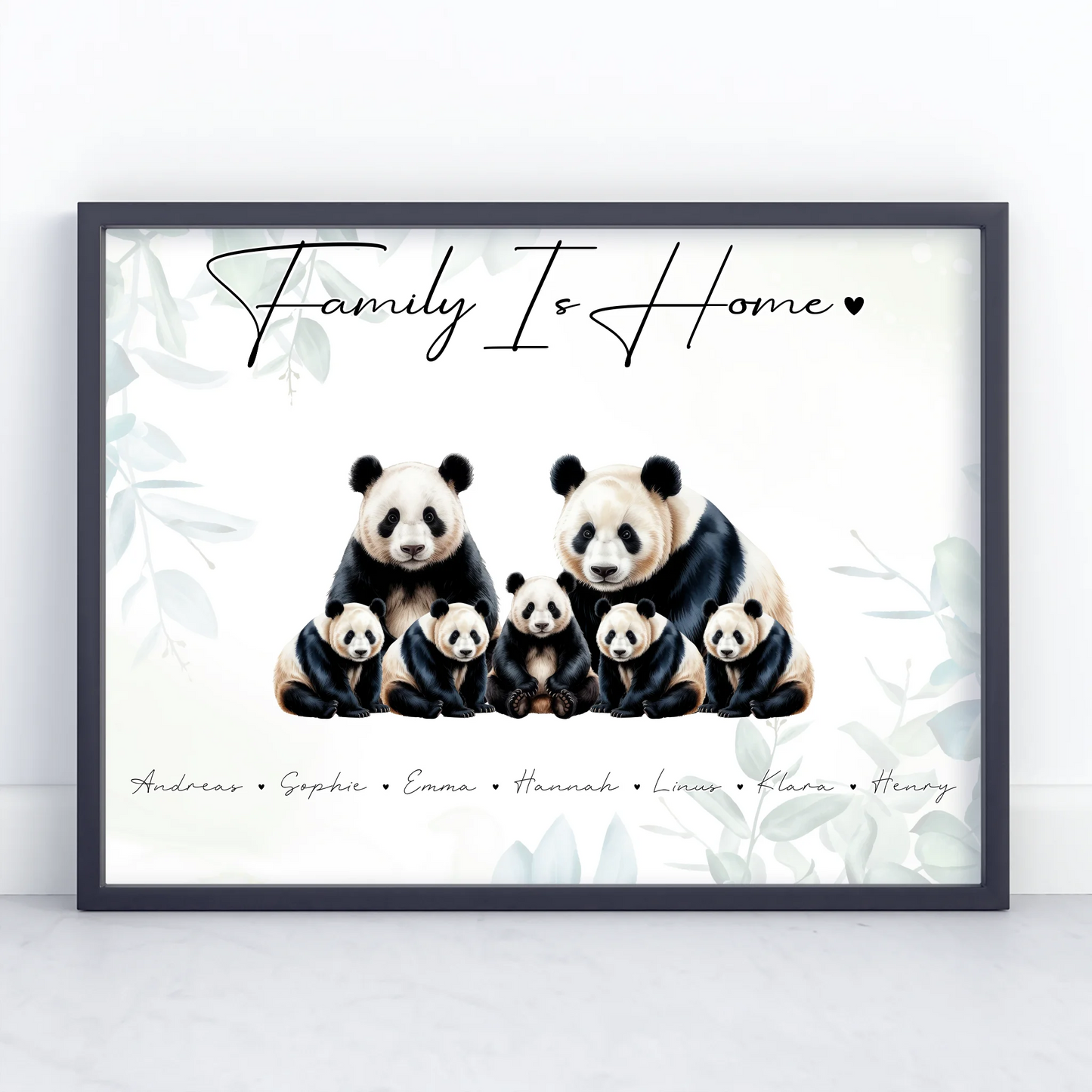 Poster Personalisiert Familie Panda Familienporträt Geschenk für Oma Opa Mama Papa