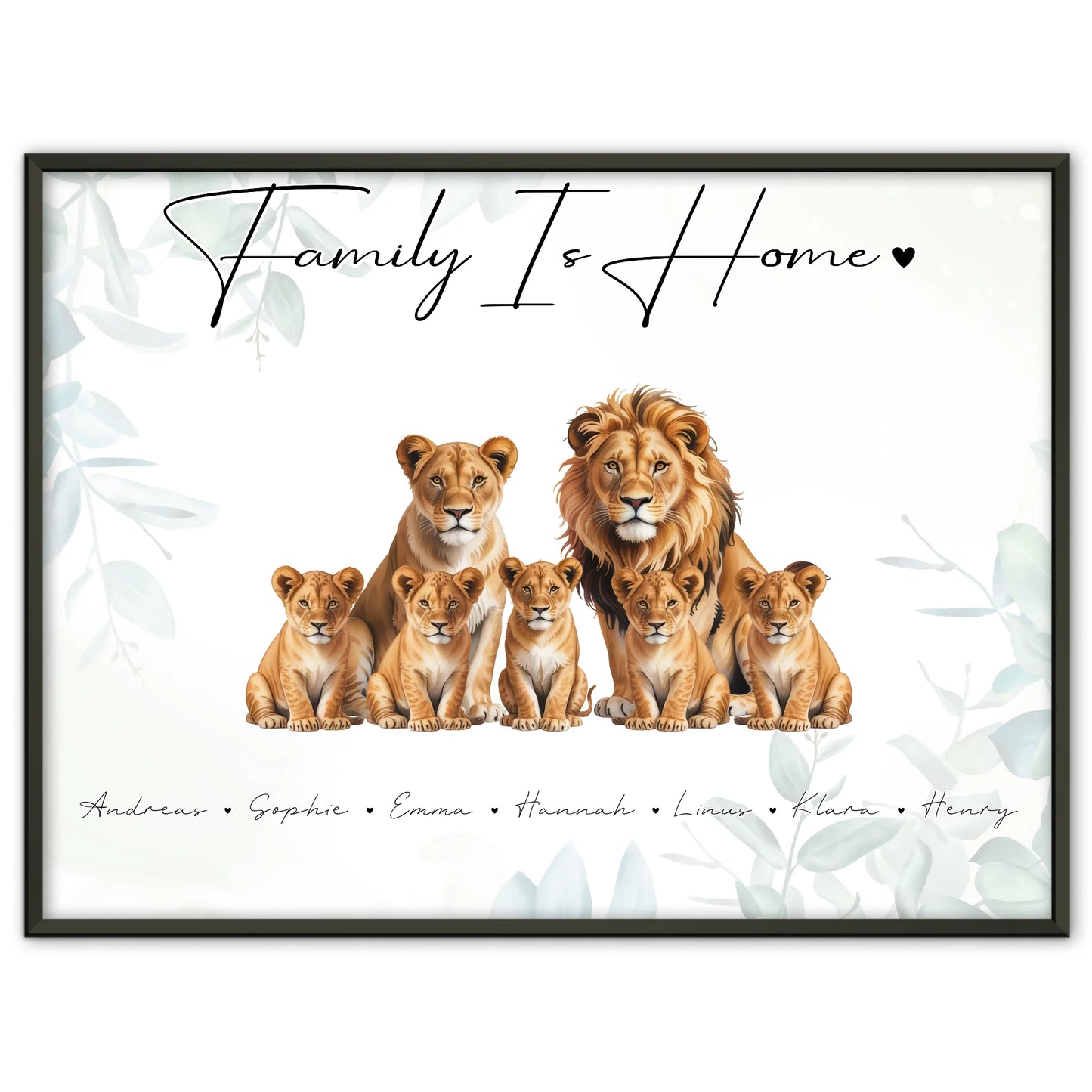 Poster Sprüche Familie Löwen Familienporträt Geschenk für Mama Papa Oma Opa