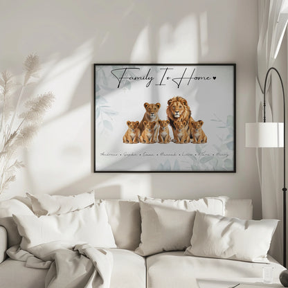 Poster Sprüche Familie Löwen Familienporträt Geschenk für Mama Papa Oma Opa