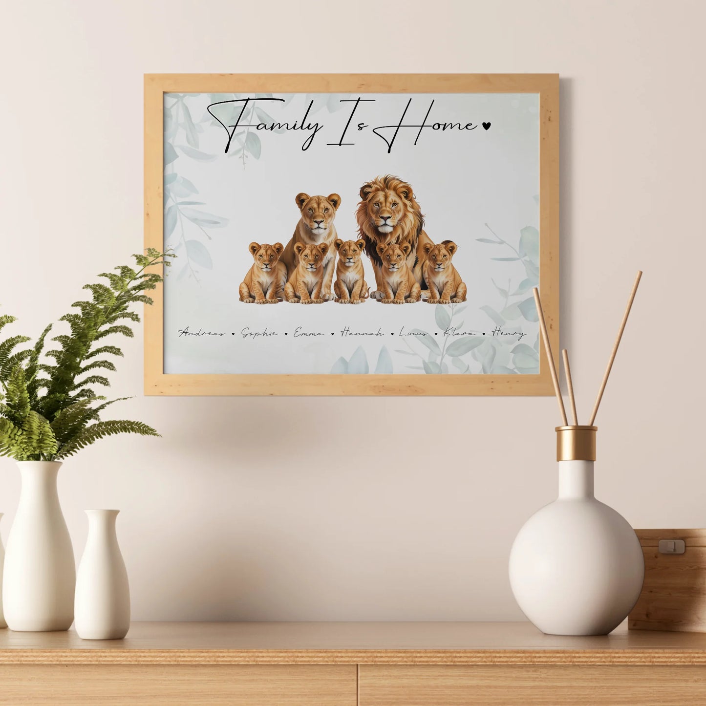 Poster Sprüche Familie Löwen Familienporträt Geschenk für Mama Papa Oma Opa