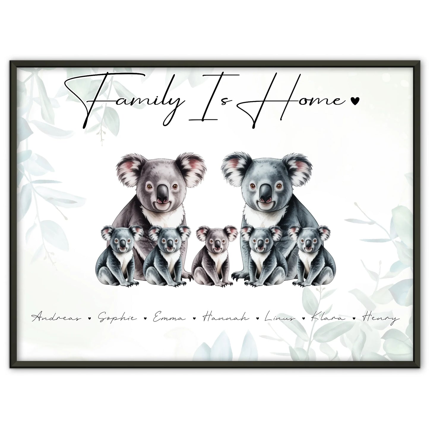 Familie Personalisiert Poster Koala Familienporträt Geschenk für Oma Opa Mama Papa