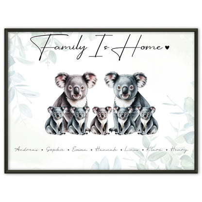 Familie Personalisiert Poster Koala Familienporträt Geschenk für Oma Opa Mama Papa