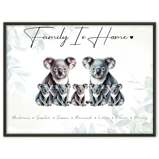 Familie Personalisiert Poster Koala Familienporträt Geschenk für Oma Opa Mama Papa
