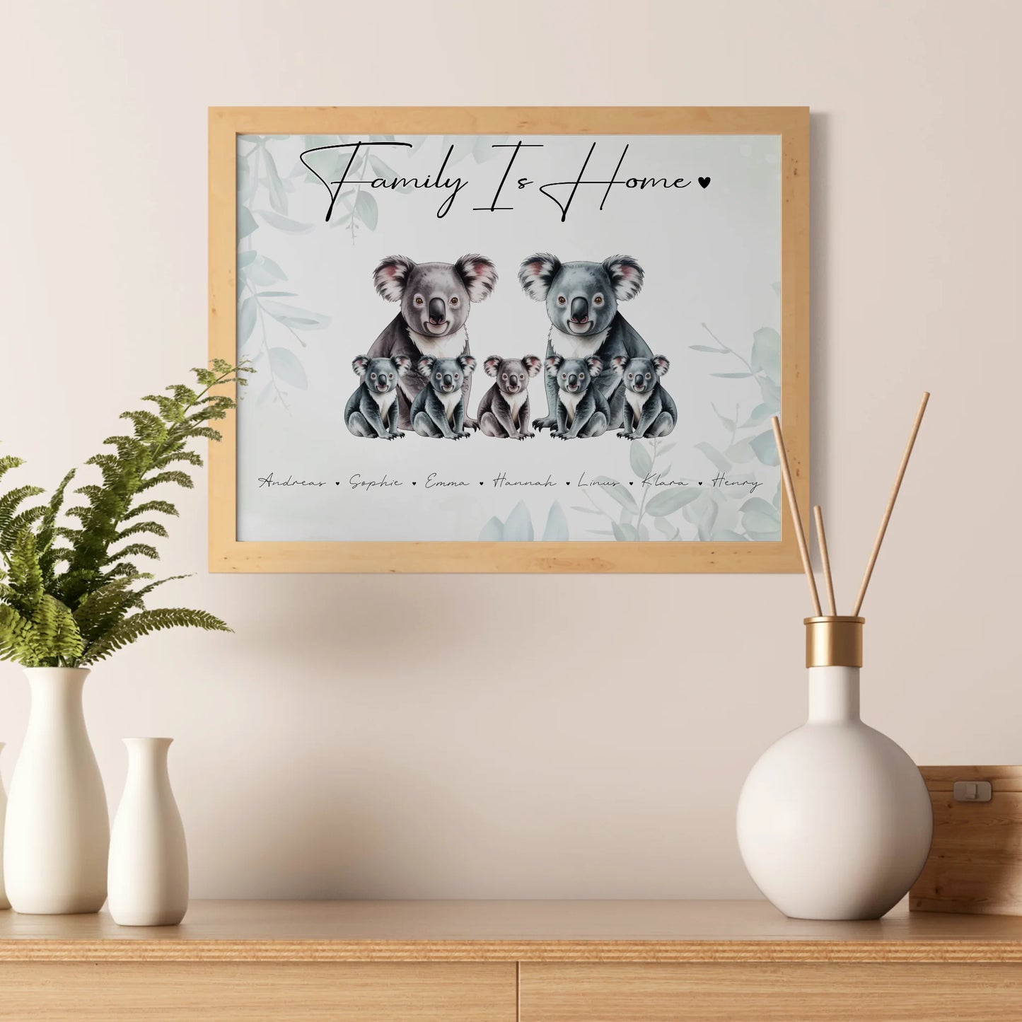 Familie Personalisiert Poster Koala Familienporträt Geschenk für Oma Opa Mama Papa