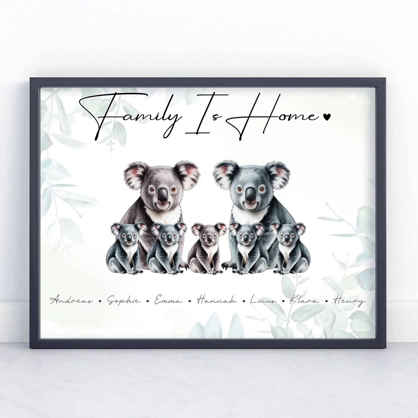 Familie Personalisiert Poster Koala Familienporträt Geschenk für Oma Opa Mama Papa