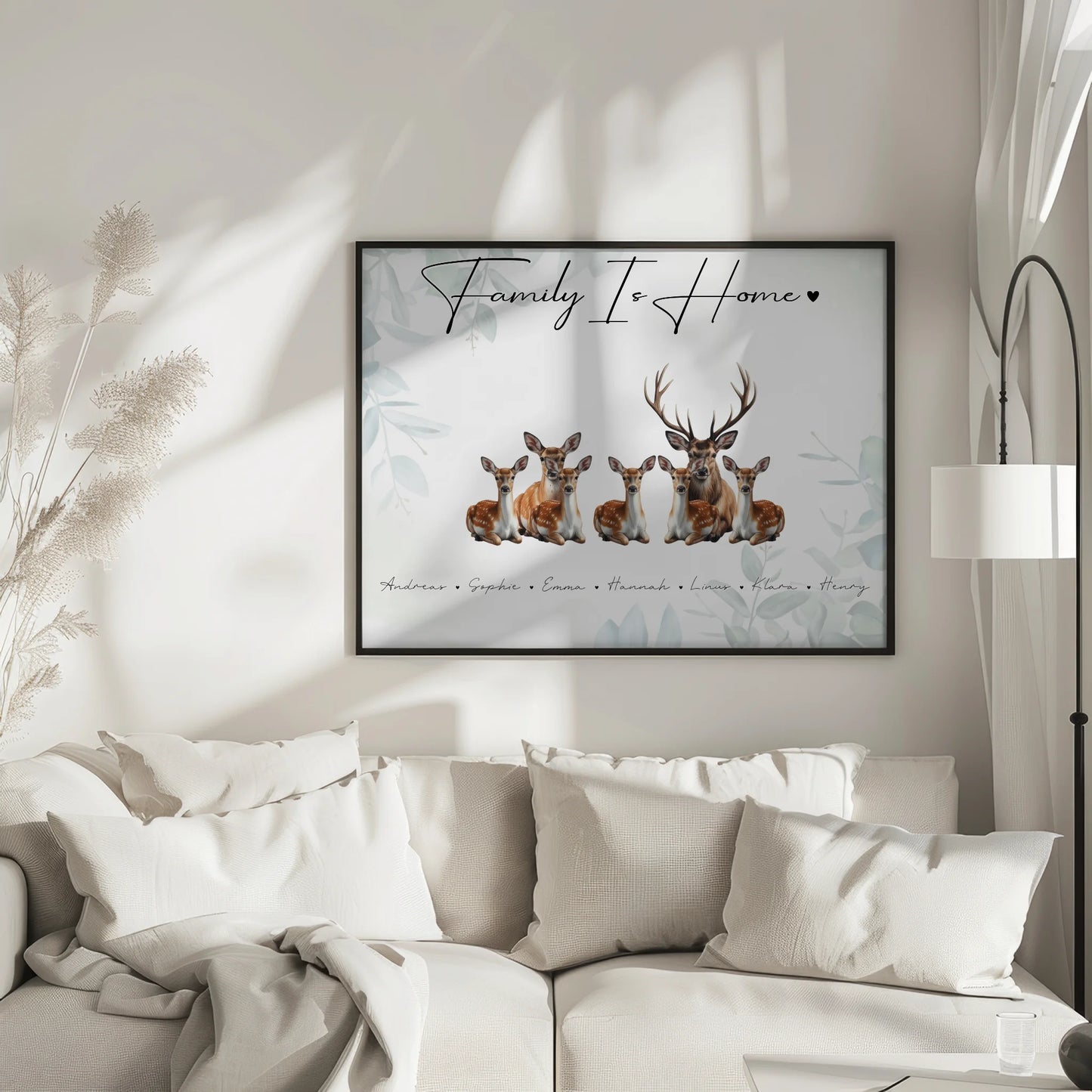 Poster Spruch Familie Reh Familienporträt Geschenk für Papa Mama Oma Opa