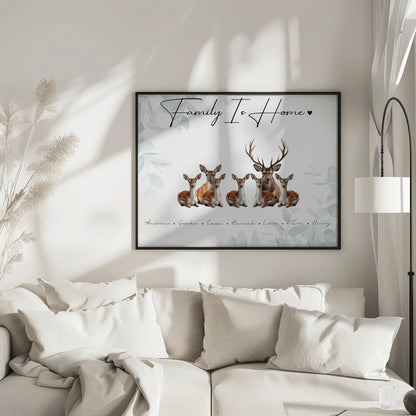 Poster Spruch Familie Reh Familienporträt Geschenk für Papa Mama Oma Opa
