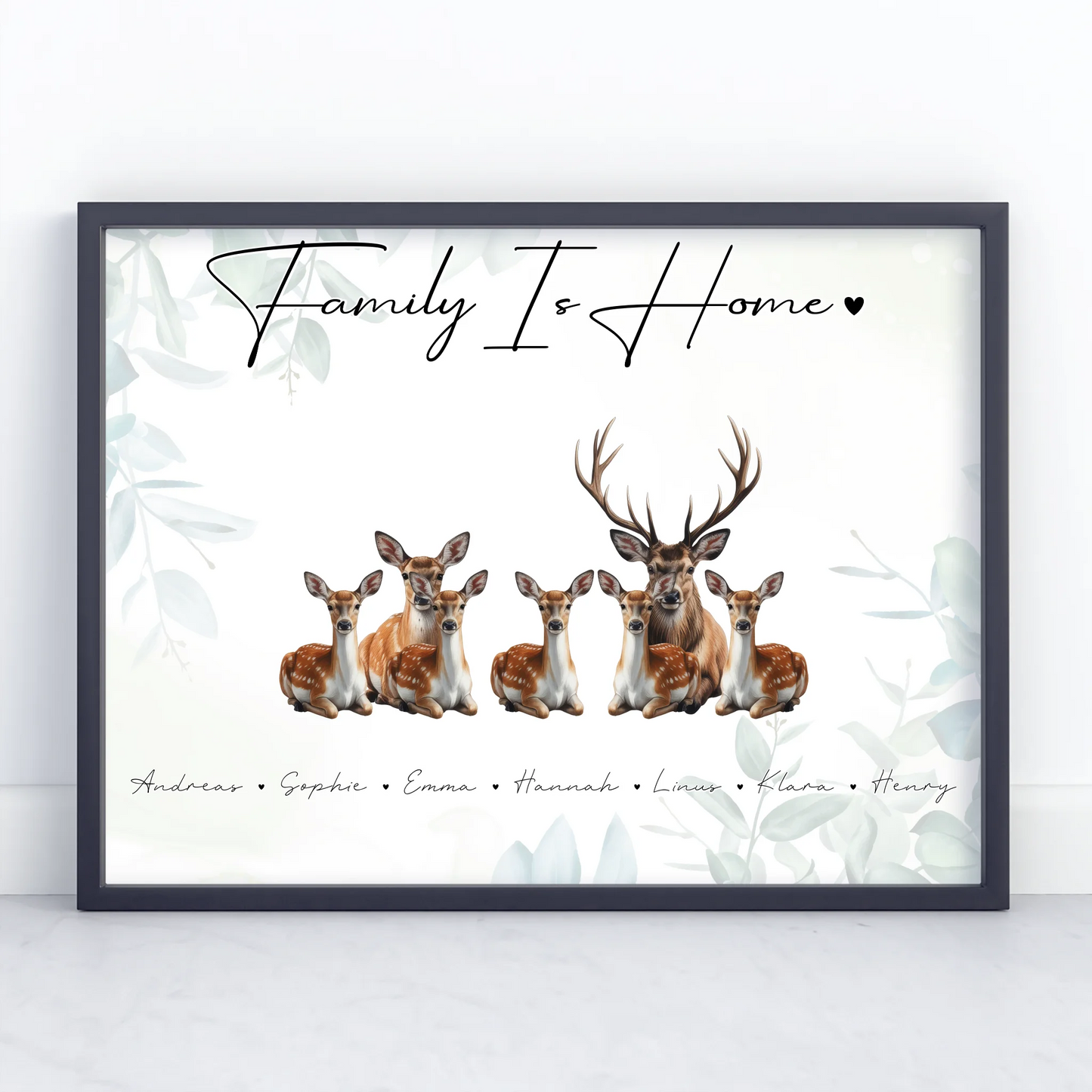 Poster Spruch Familie Reh Familienporträt Geschenk für Papa Mama Oma Opa
