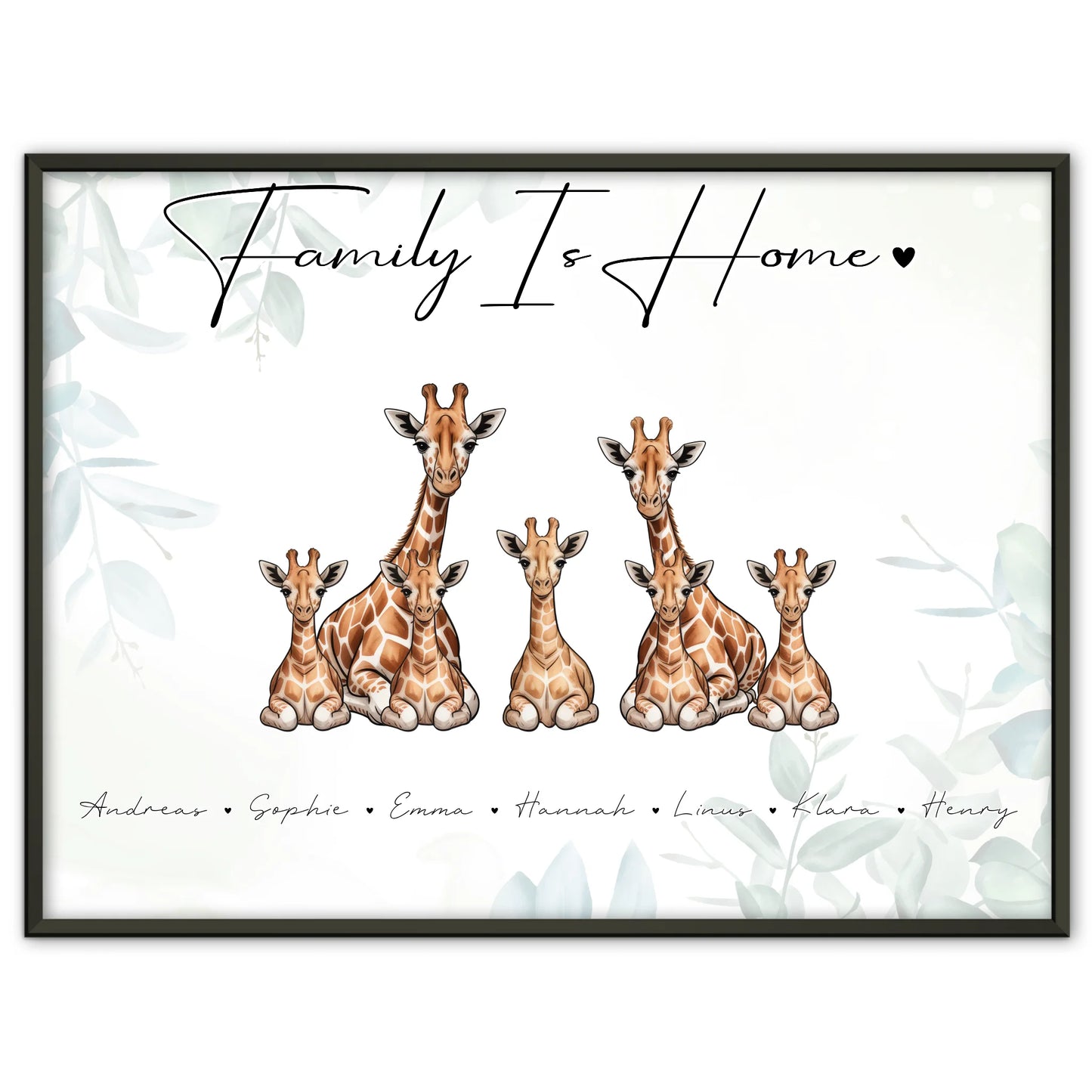 Poster Familie Namen Giraffe Familienporträt Geschenk für Oma Opa Mama Papa