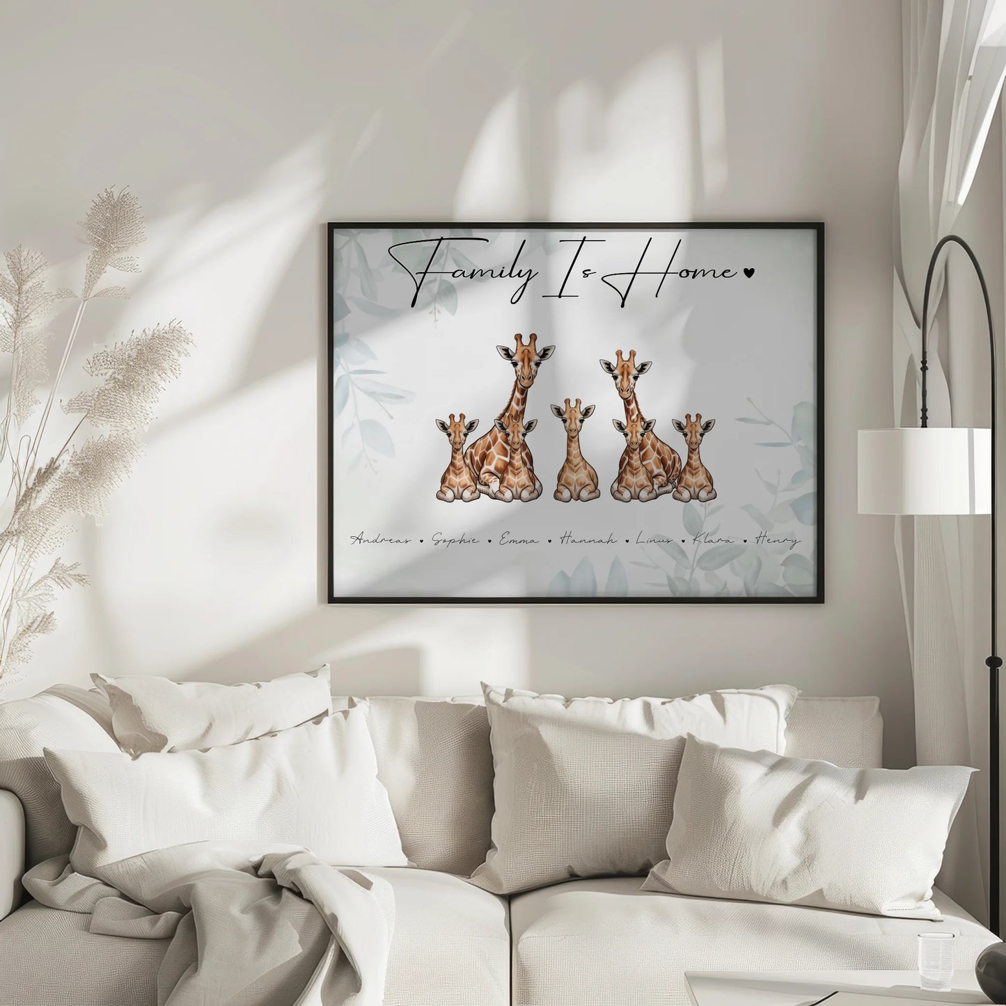 Poster Familie Namen Giraffe Familienporträt Geschenk für Oma Opa Mama Papa