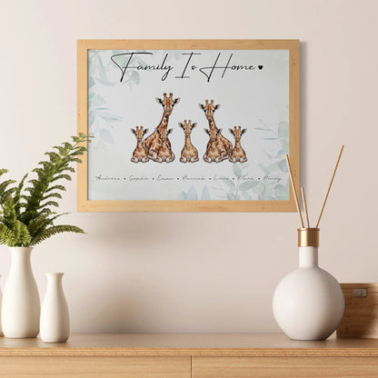 Poster Familie Namen Giraffe Familienporträt Geschenk für Oma Opa Mama Papa