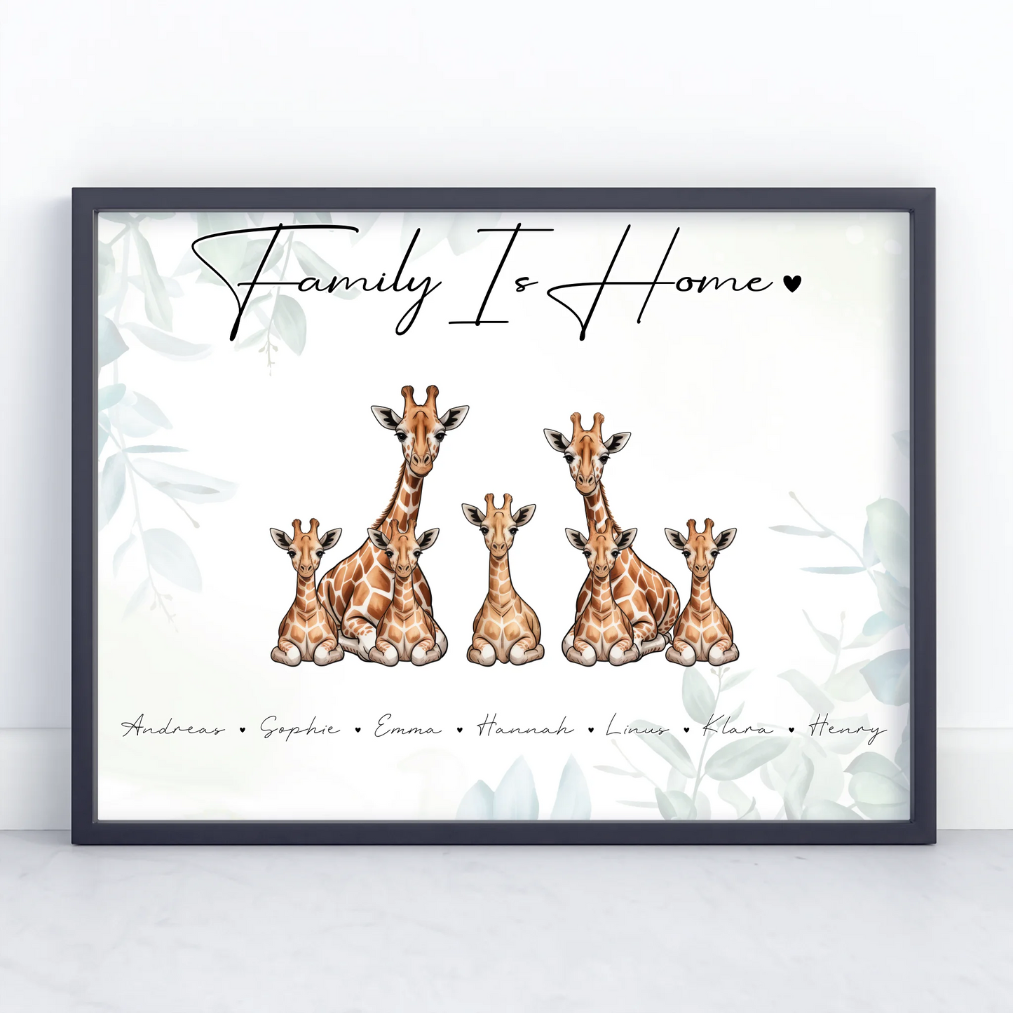 Poster Familie Namen Giraffe Familienporträt Geschenk für Oma Opa Mama Papa