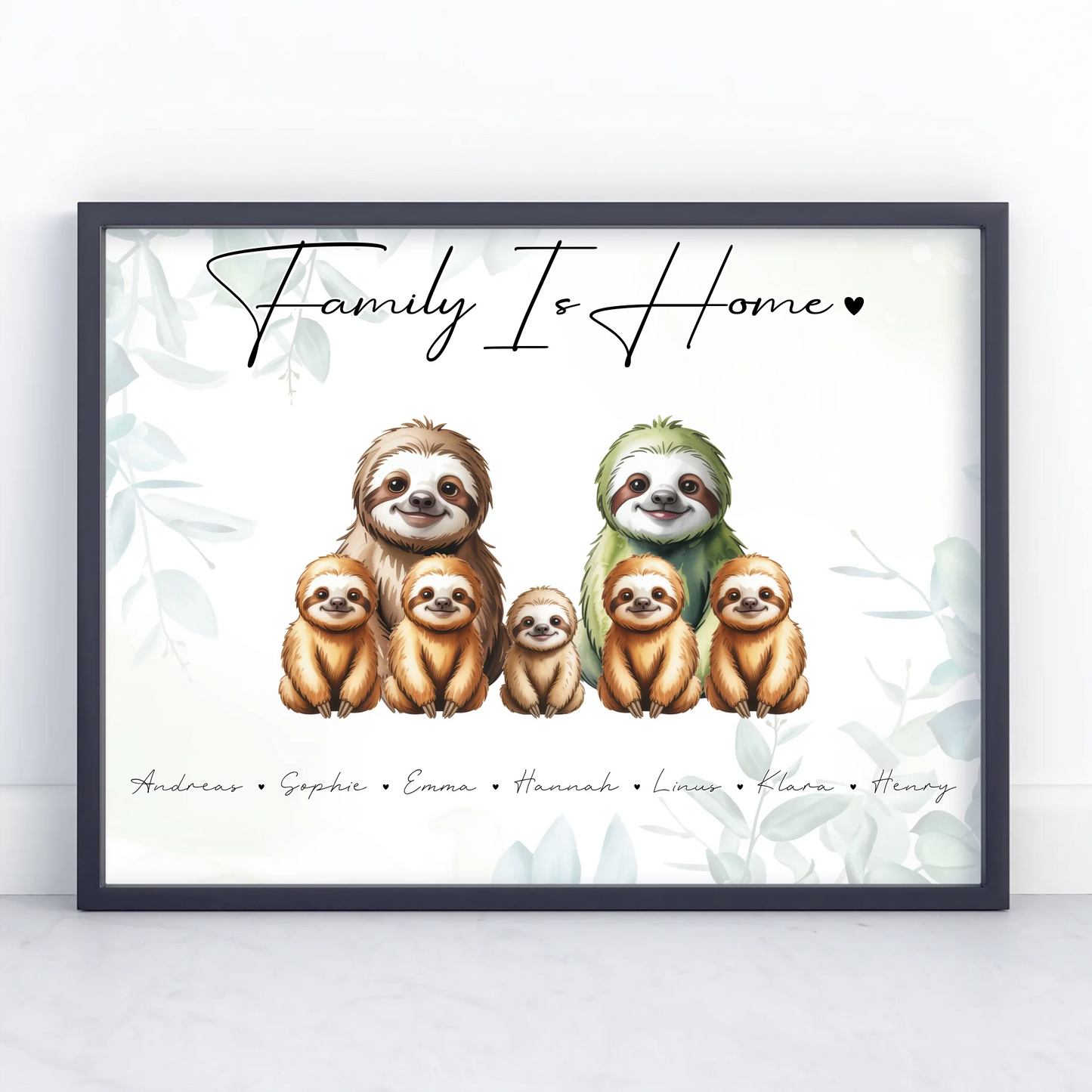 Poster Familienbild Personalisiert Mit Vorschau Faultier Familienporträt Geschenk für Mama Papa Oma Opa