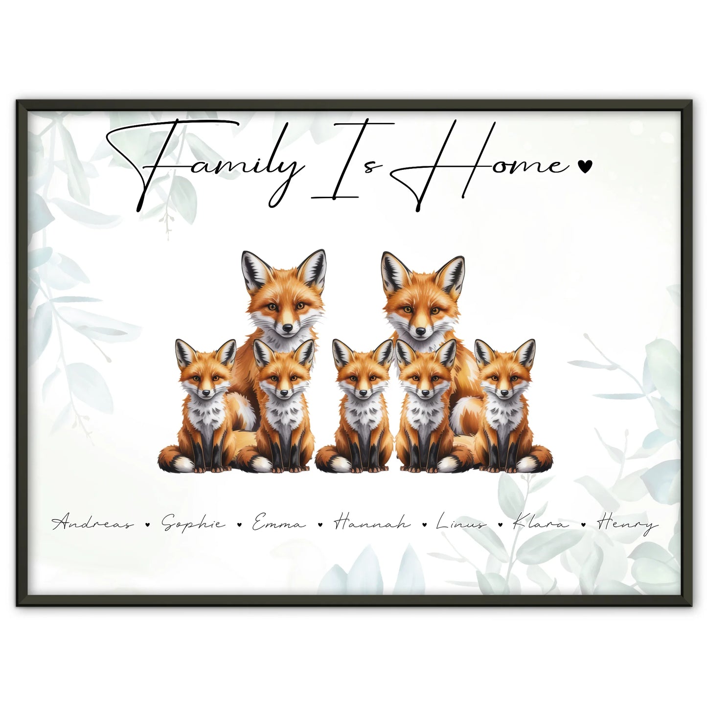 Poster Sprüche Familie Fuchs Familienporträt Geschenk für Oma Opa Mama Papa