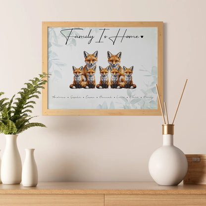 Poster Sprüche Familie Fuchs Familienporträt Geschenk für Oma Opa Mama Papa