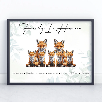 Poster Sprüche Familie Fuchs Familienporträt Geschenk für Oma Opa Mama Papa