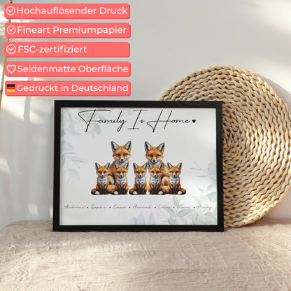 Poster Sprüche Familie Fuchs Familienporträt Geschenk für Oma Opa Mama Papa