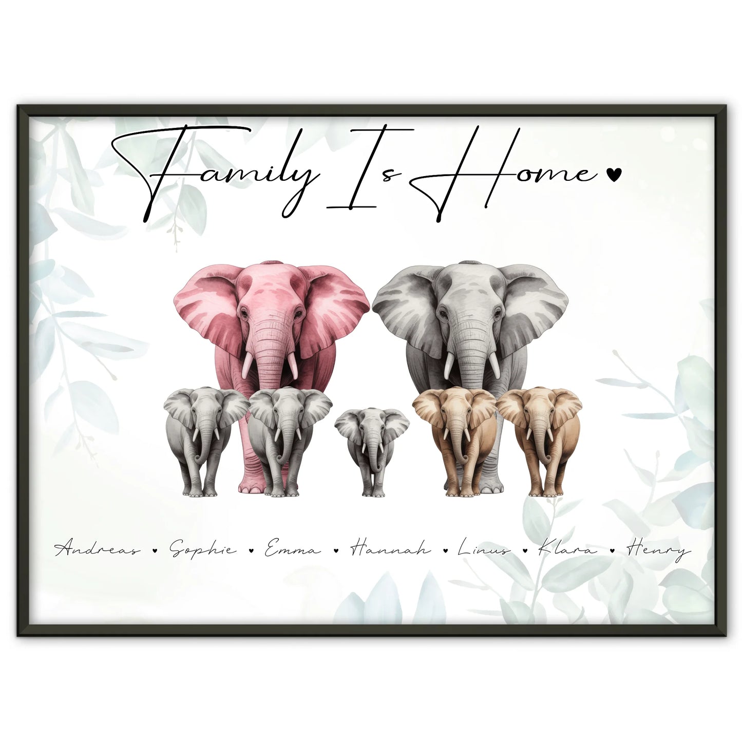 Poster Familie Spruch Elefanten Familienporträt Geschenk für Mama Papa Oma Opa