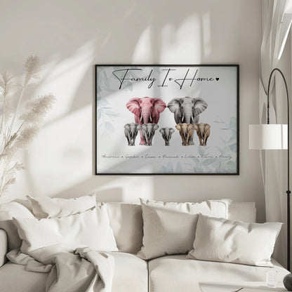 Poster Familie Spruch Elefanten Familienporträt Geschenk für Mama Papa Oma Opa