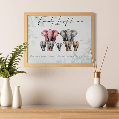 Poster Familie Spruch Elefanten Familienporträt Geschenk für Mama Papa Oma Opa