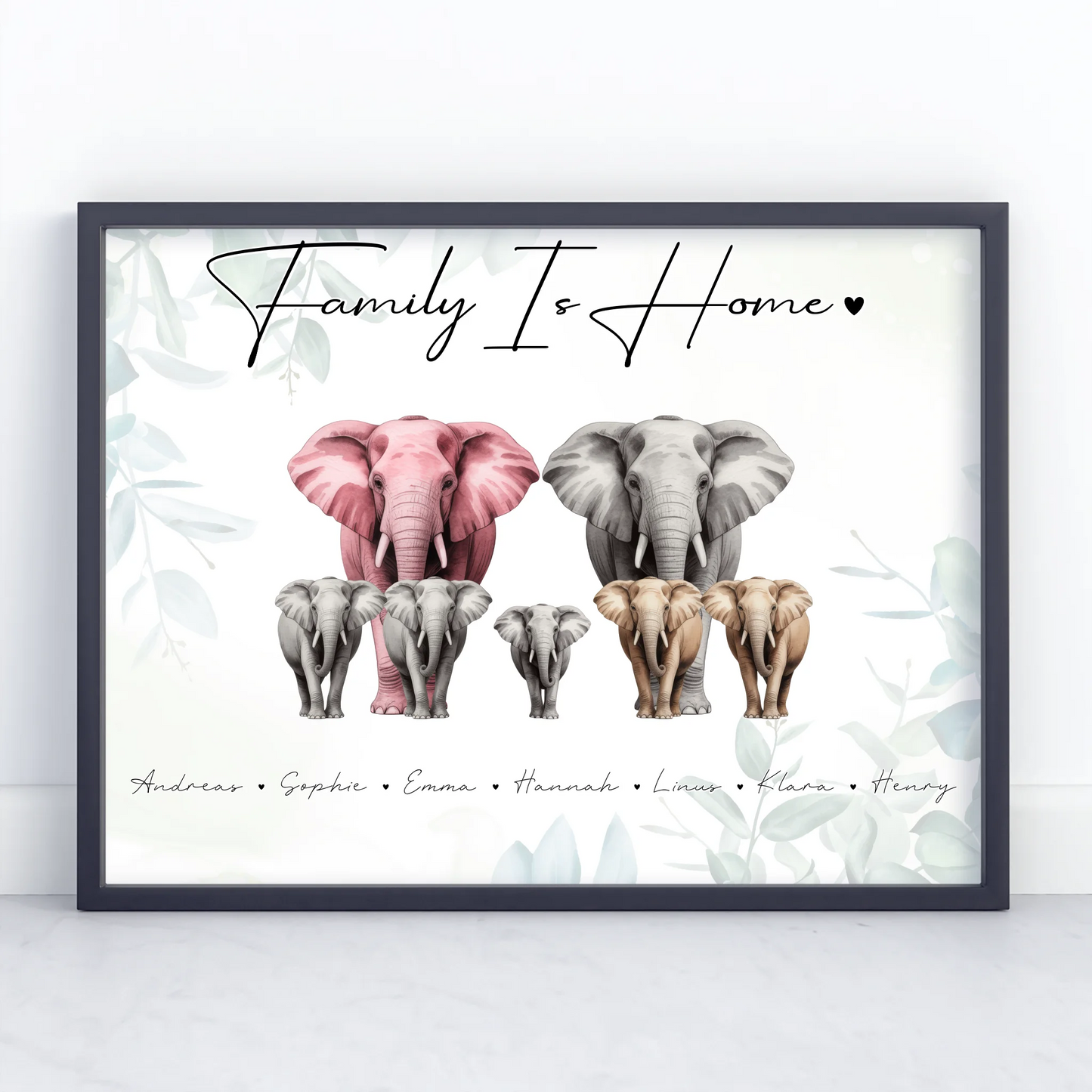 Poster Familie Spruch Elefanten Familienporträt Geschenk für Mama Papa Oma Opa