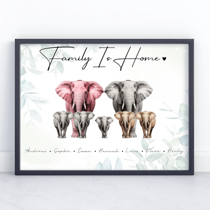 Poster Familie Spruch Elefanten Familienporträt Geschenk für Mama Papa Oma Opa